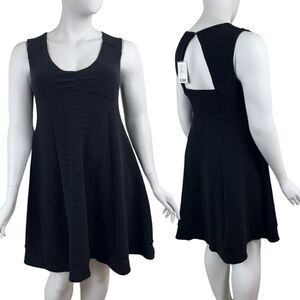 Maeve Womens Size XL Black Fairchild Ribbed Fit & Flare NEW Mini Dress Pullover